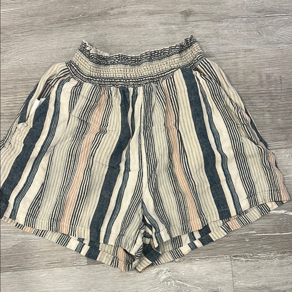 Universal Thread High Waist Striped Shorts - Blue, Pink, Cream